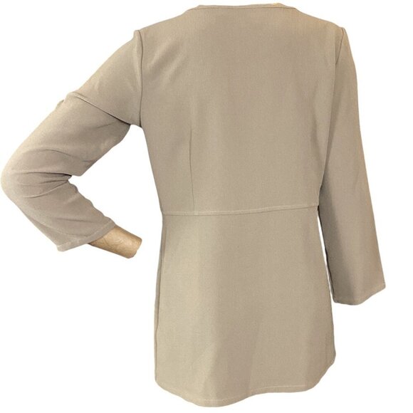 Linea Louis Dell'Olio Taupe-Brown V-Neck Tunic Top Sz XS #15D - Picture 5 of 8